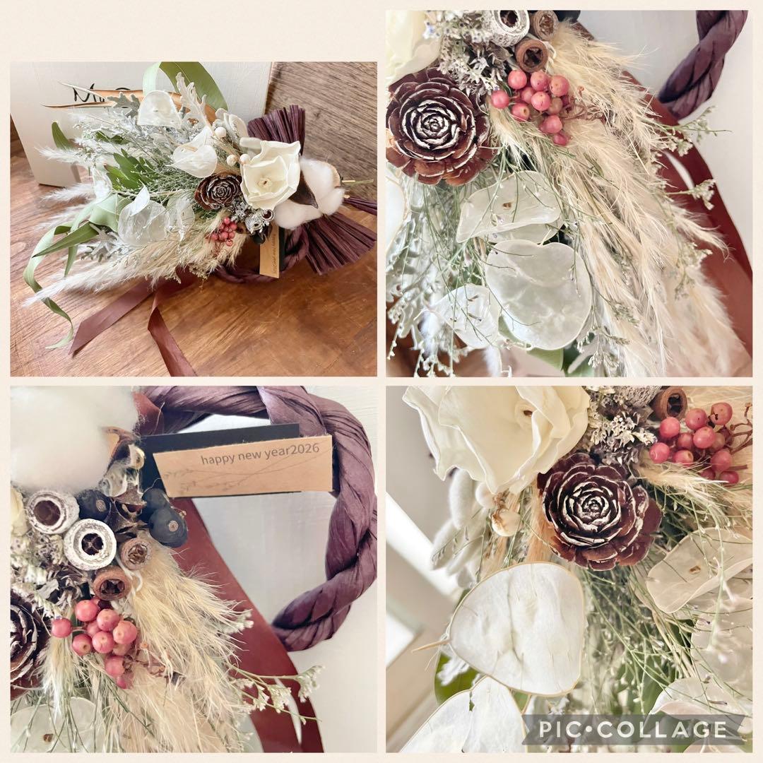 2026 happy new year dry Flower しめ縄飾り
