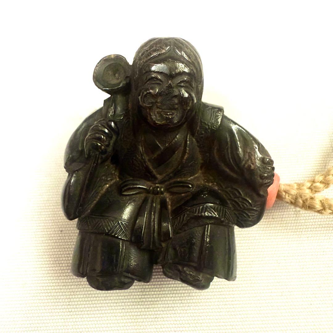 時代物　秋草蒔絵　象嵌細工　印籠　根付