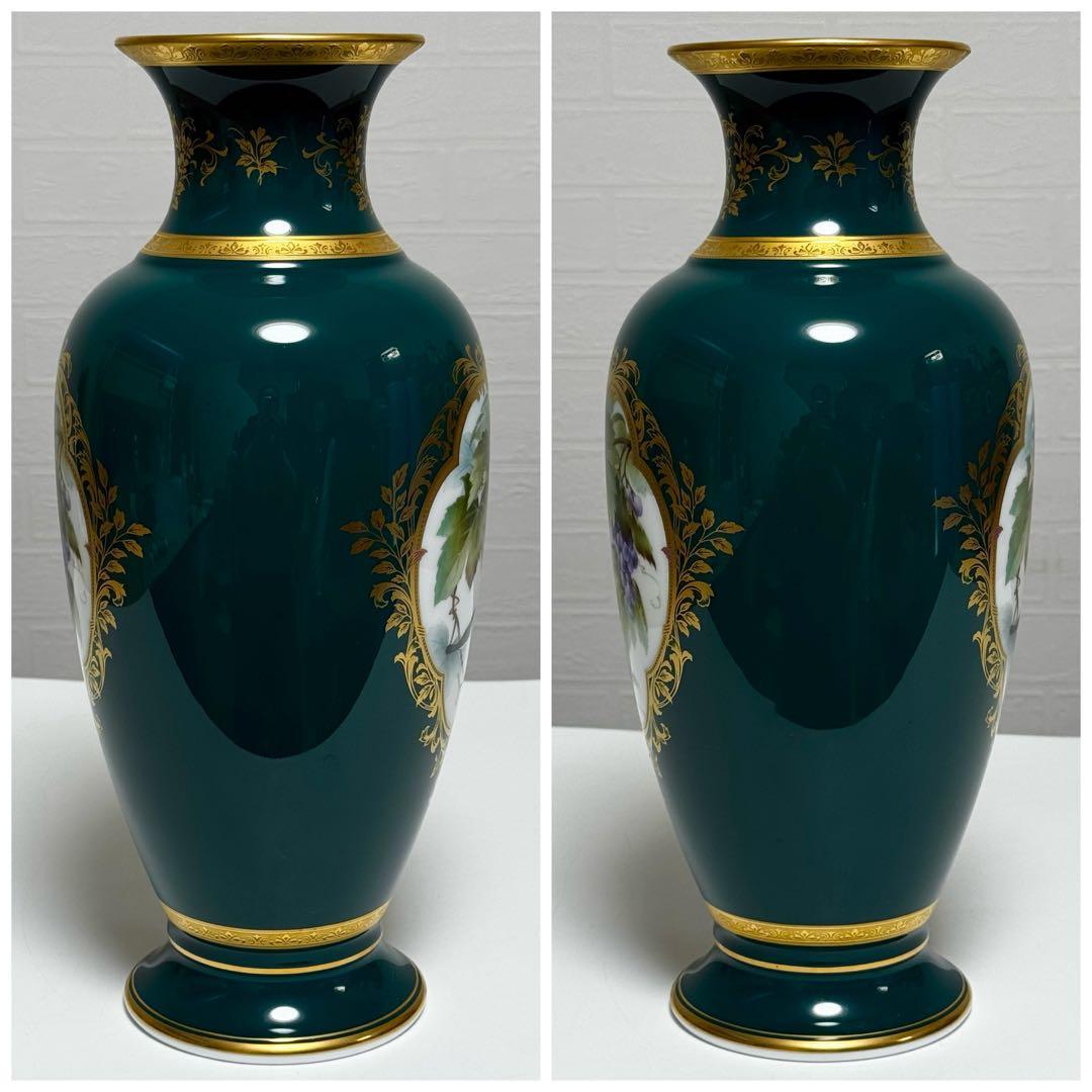 【貴重】ノリタケ スタジオコレクション 花瓶 葡萄 ブドウ 鳥 花鳥図