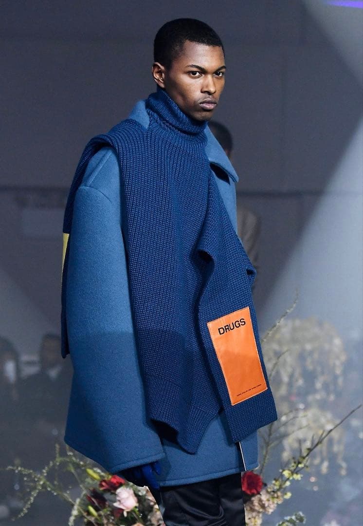 18AW RAF SIMONS ショートキャバンコート ブルー サイズ44