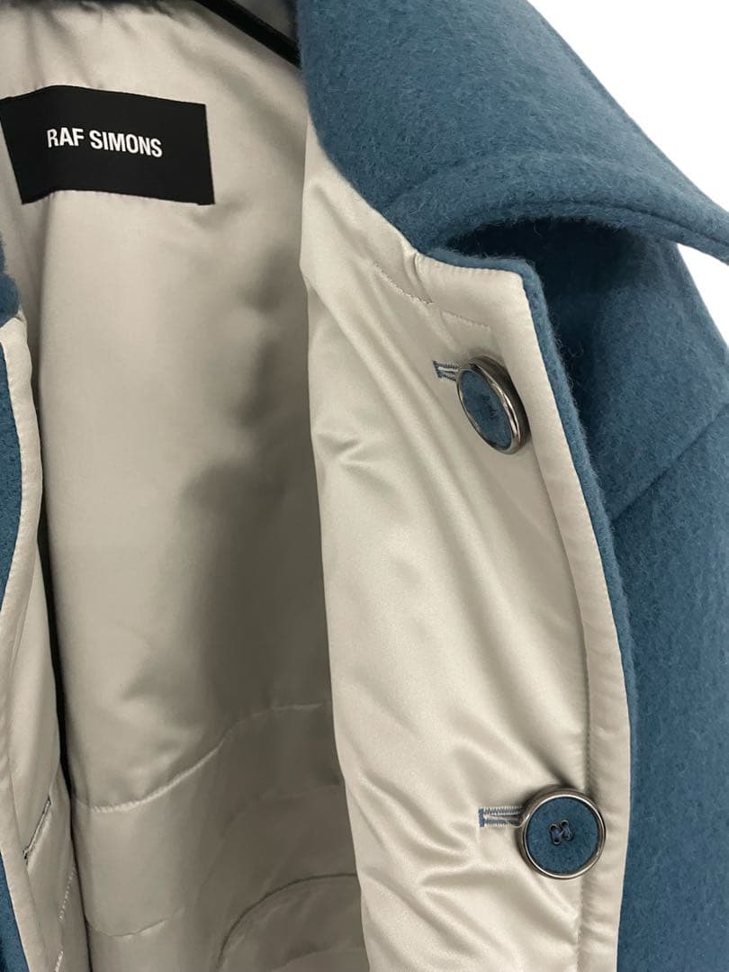 18AW RAF SIMONS ショートキャバンコート ブルー サイズ44