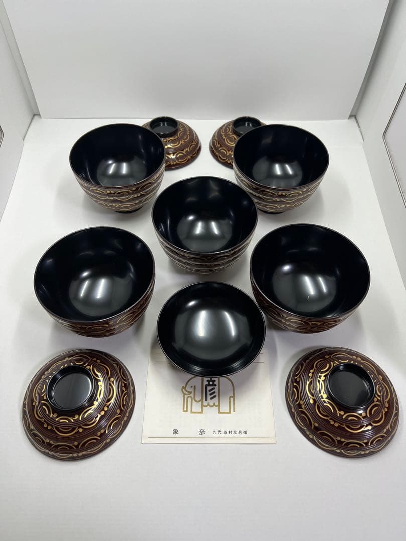 金蒔絵波唐草吸物椀　象彦　五客揃