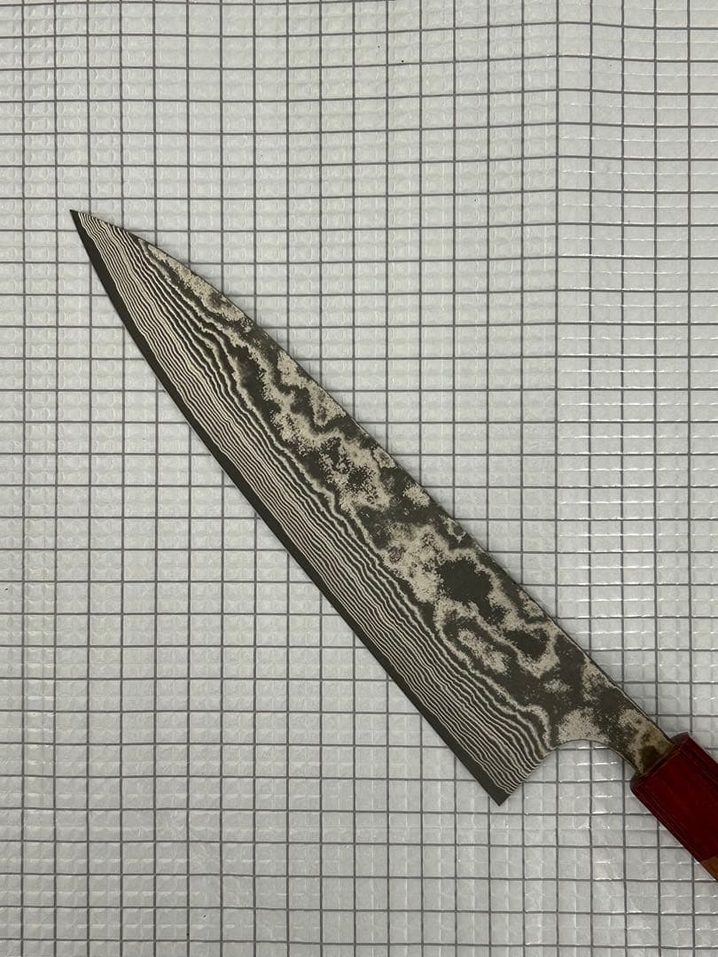 佐治作 VG10 ダマスカス鋼 牛刀 包丁 210mm 黒染め 寿檀八角柄