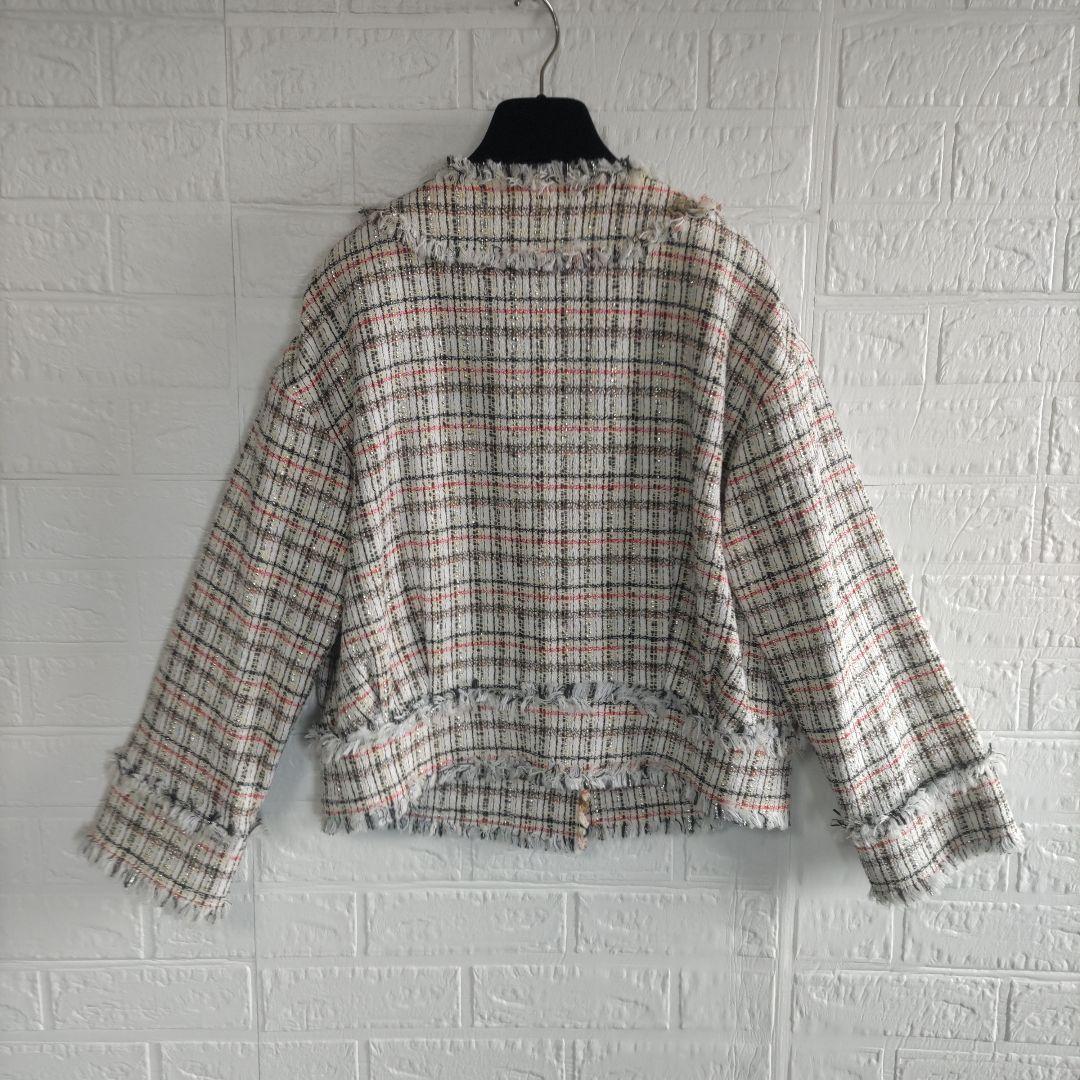 専用✨美品✨ランバンオンブルー　ノーカラー　オープンスリーブ　ツィードジャケット