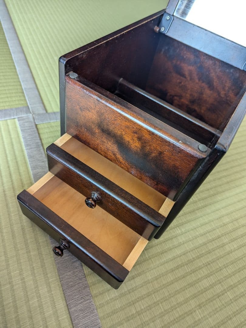 北海道民芸家具 ホクミン 小物入れ ミラー付き 鏡付き 化粧道具入れ 化粧品入れ