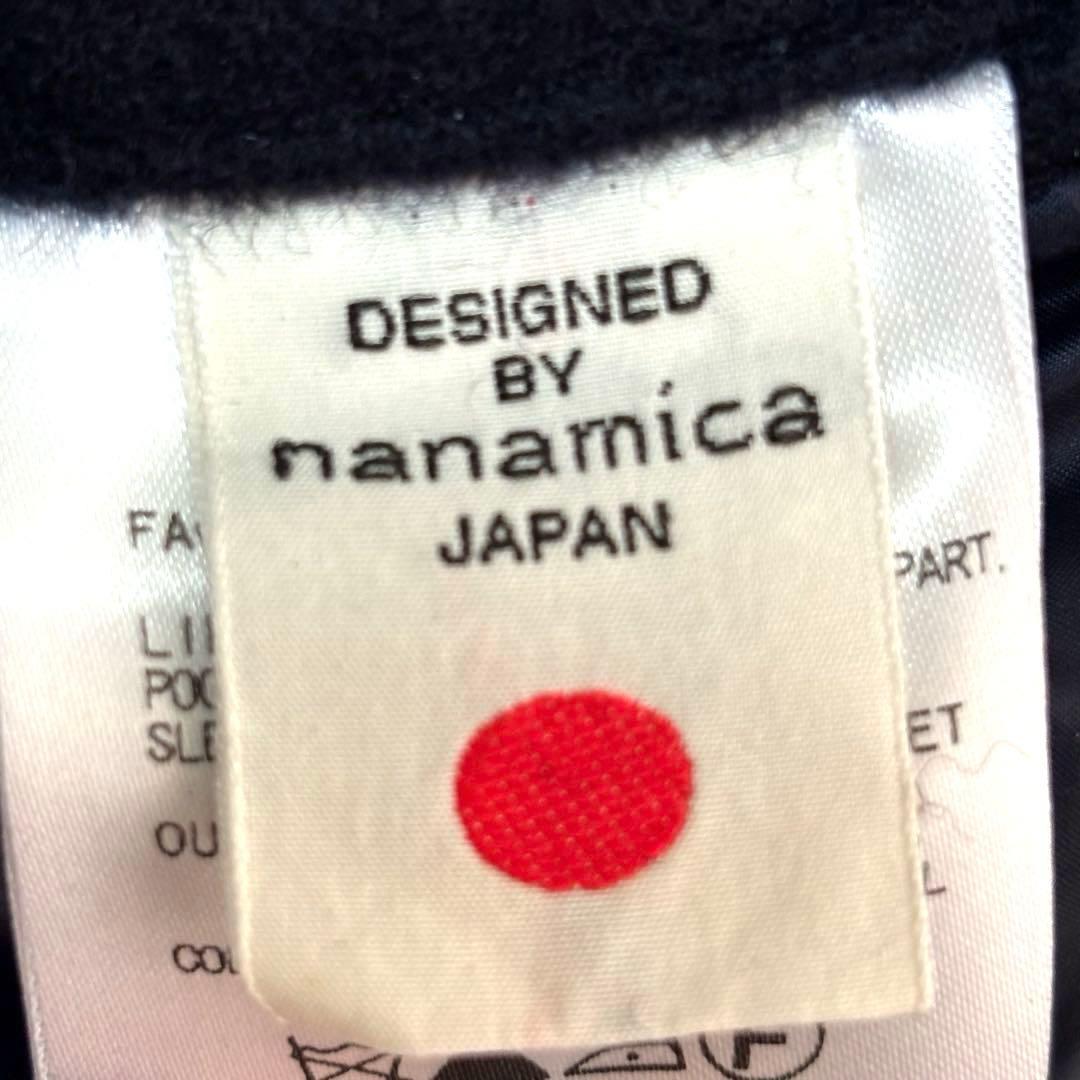 希少 nanamica ナナミカ 袖レザー メルトン スタジャン ネイビー色 S