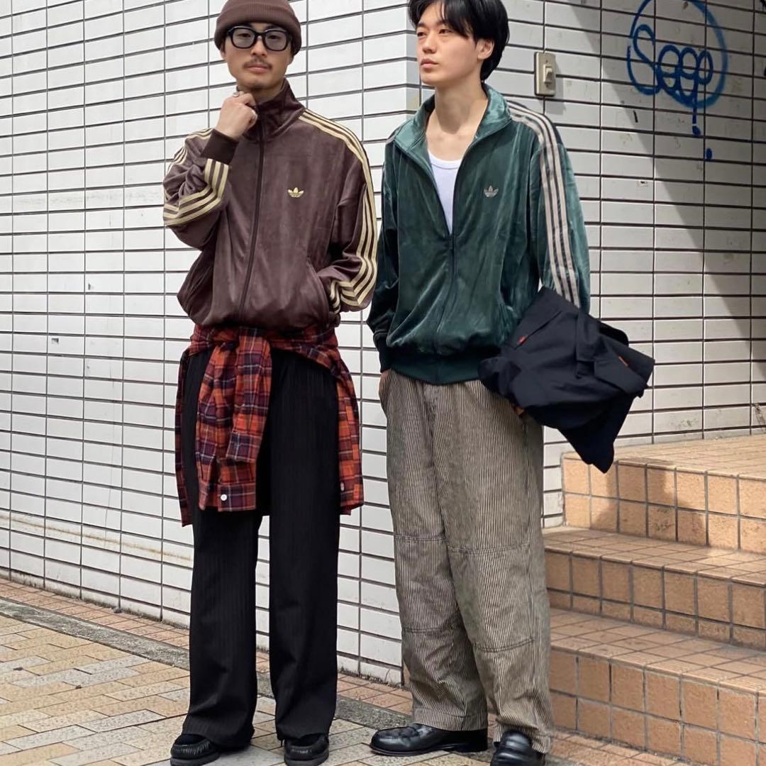 新品XL adidas ファイヤーバード ベロア トラックトップ ダークブラウン
