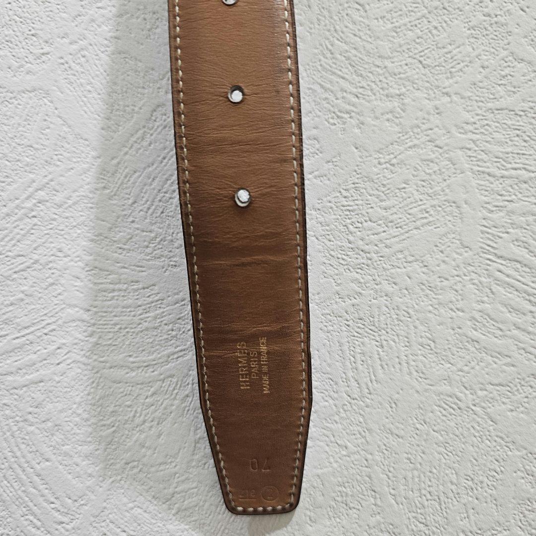 HERMES コンスタンス ベルト 70cm シルバーバックル 黒×キャメル