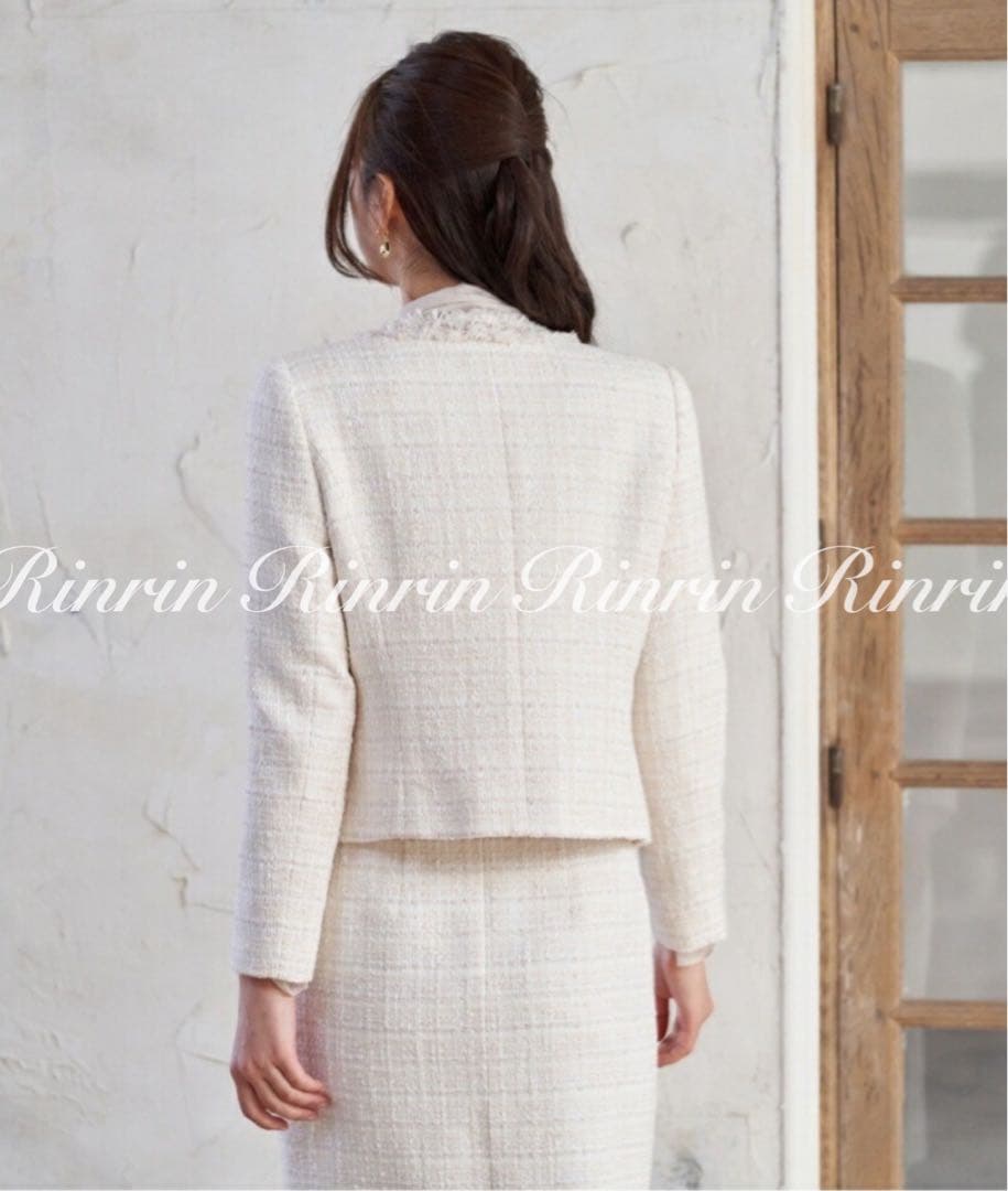【美品】ANAYI リボンヤーンツイードクルージャケット 38