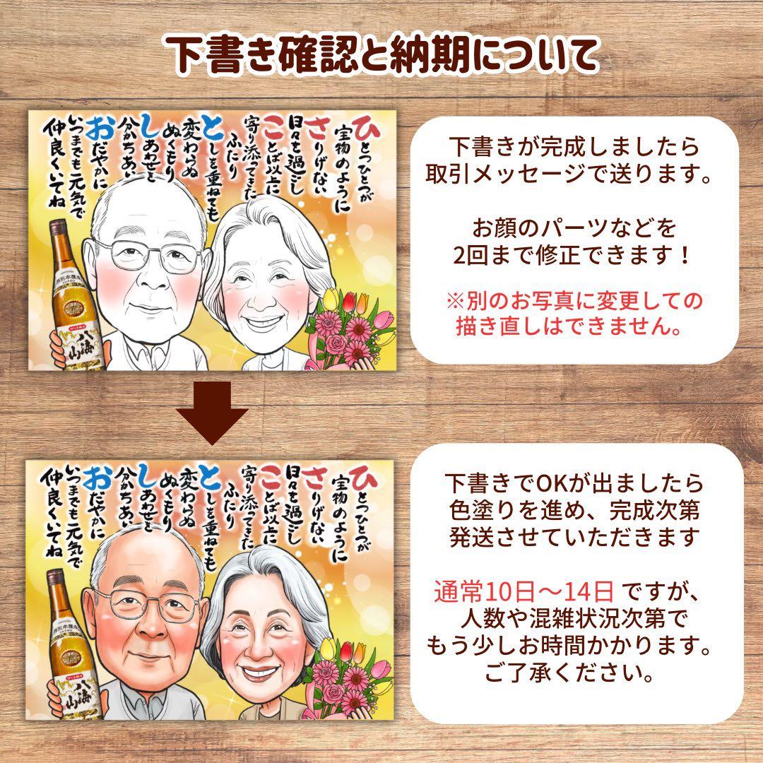 9名さま　A3サイズ【似顔絵オーダー】木目調フレーム