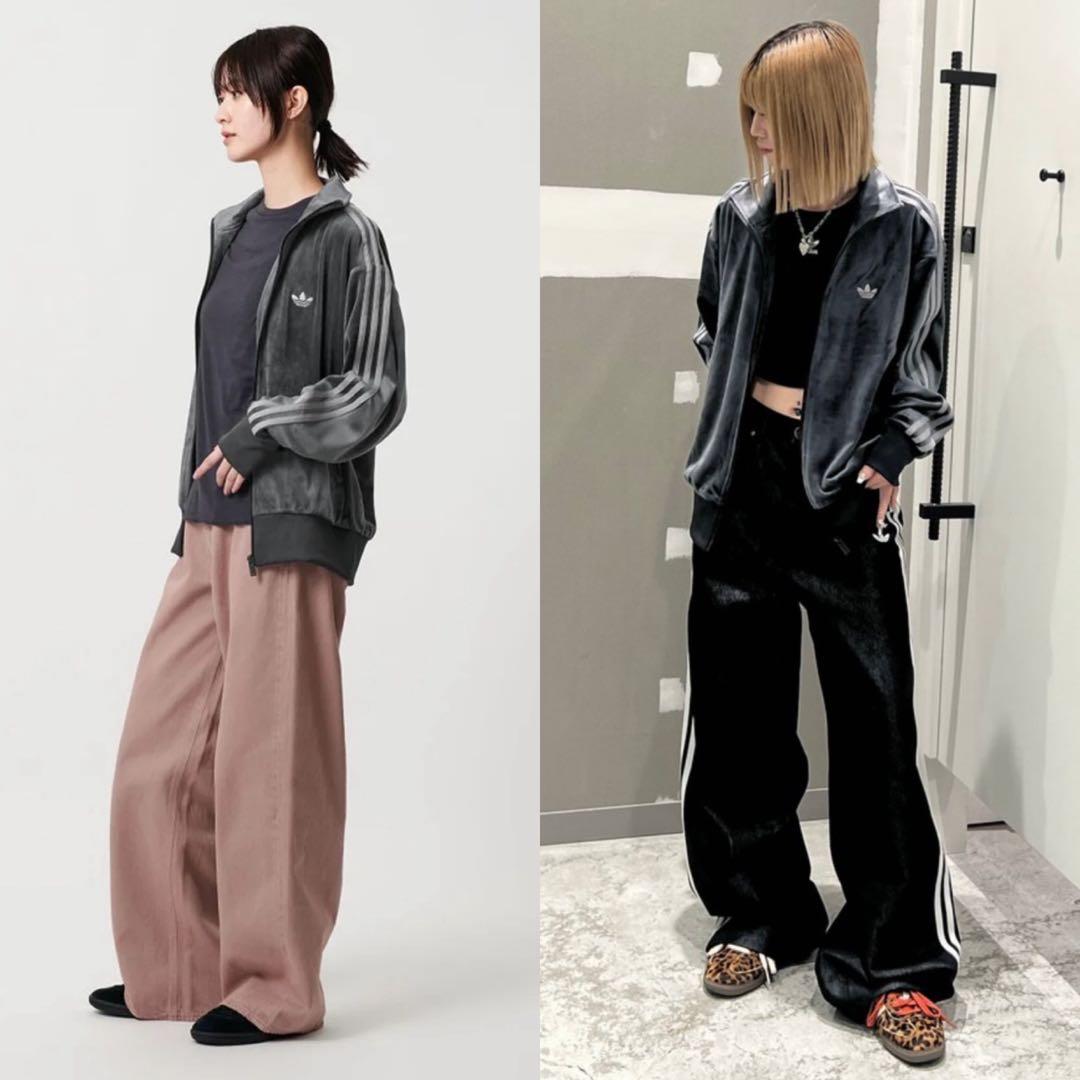 新品L⭐️adidas ファイヤーバード ベロア トラックトップ グレー