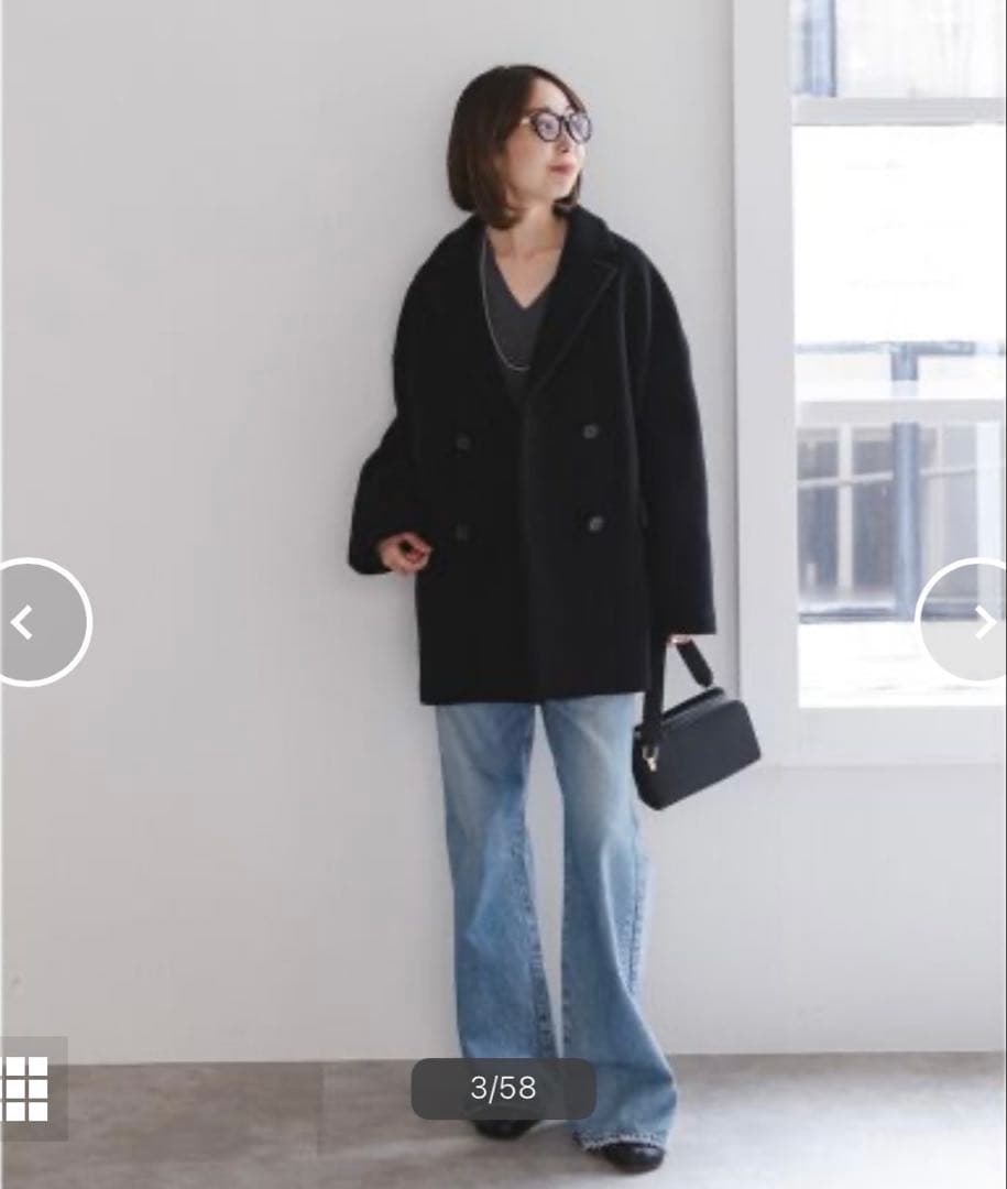 美品 NOBLE ノーブル MTRオーバーPコート カシミア混 36 ブラック