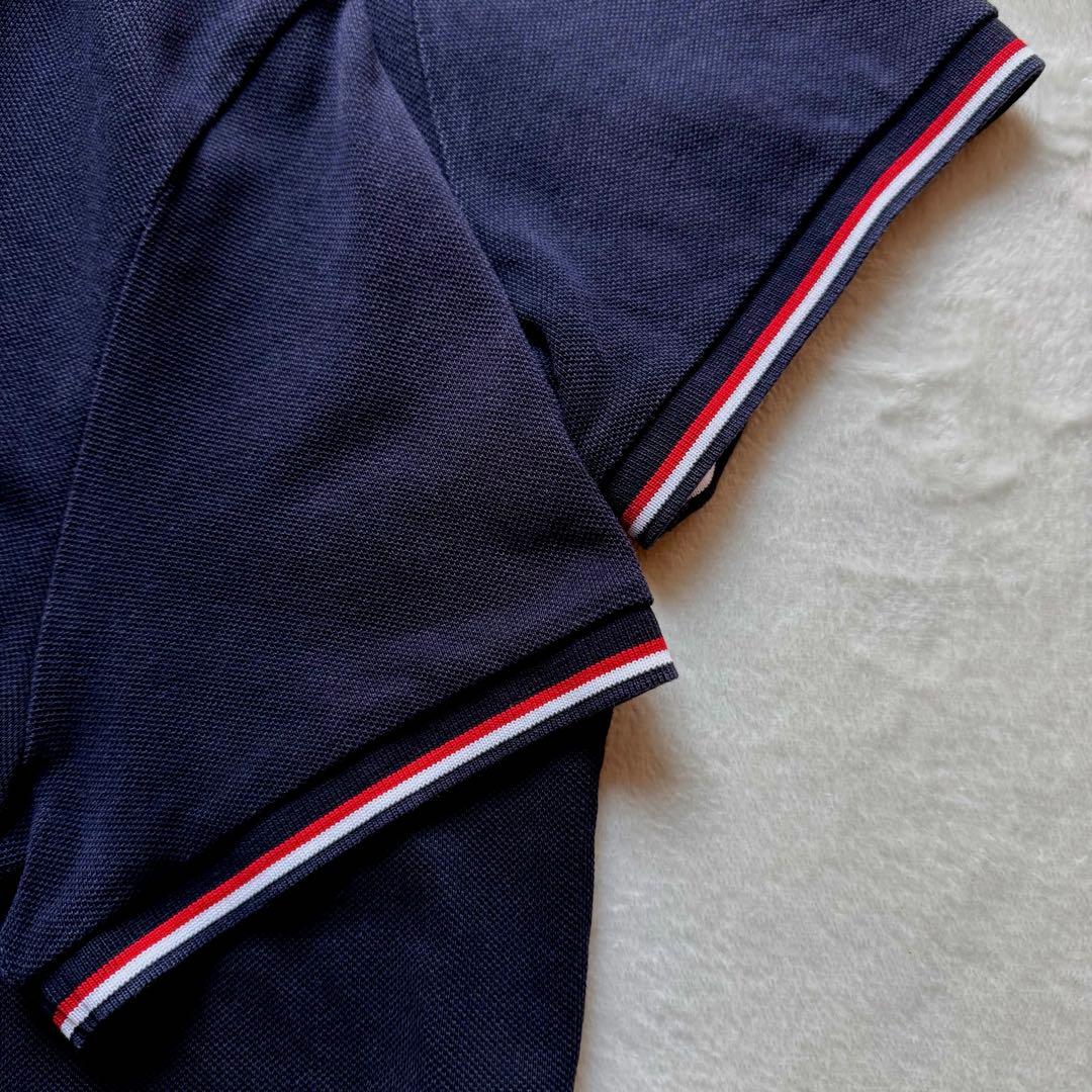 美品 MONCLER モンクレール ポロシャツ 紺 胸ロゴワッペン トリコロール