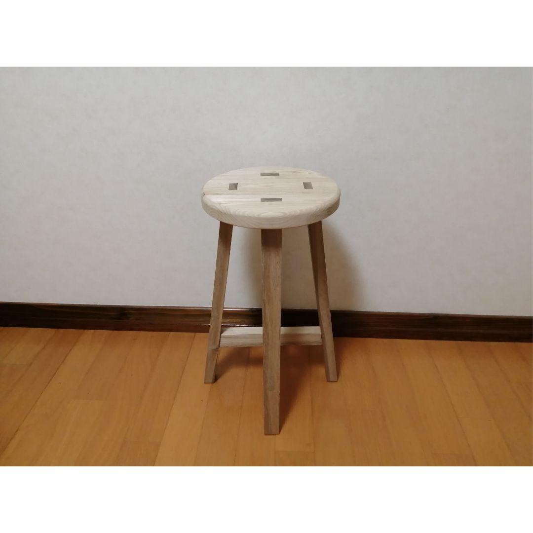 栗材スツール　高さ47cm(ピンホールあり)　丸椅子　stool