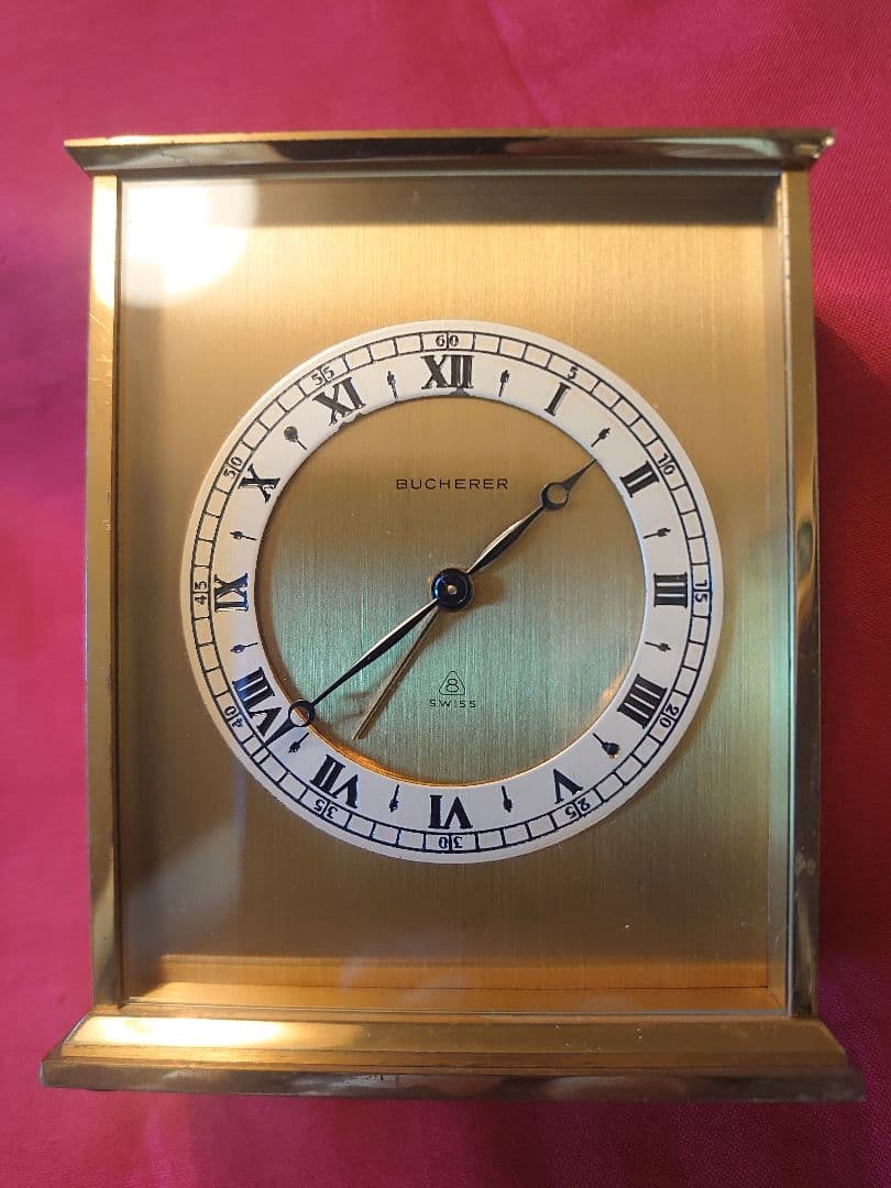 BUCHERER ブッフェラー手巻き置き時計 ゴールド 8Day目覚(稼働品)