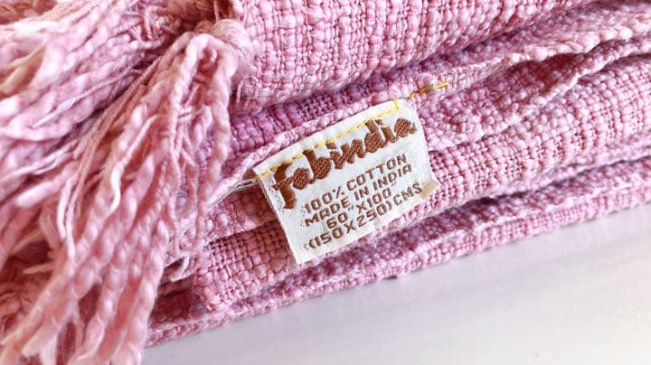 レアFabindia ファブインディア サーモンピンクマルチカバー150×250