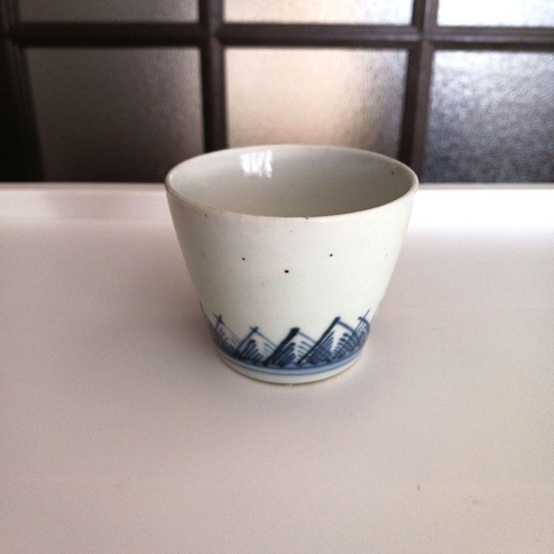 古伊万里　交叉草文図猪口　　江戸