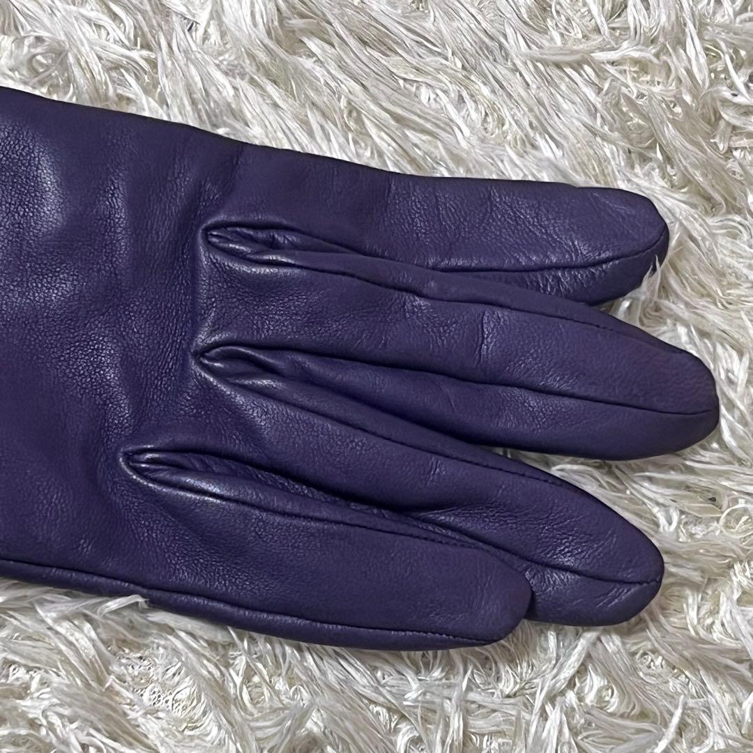 ☆美品☆エルメス　レザーグローブ　ケリー　羊革　パープル　6 1/2