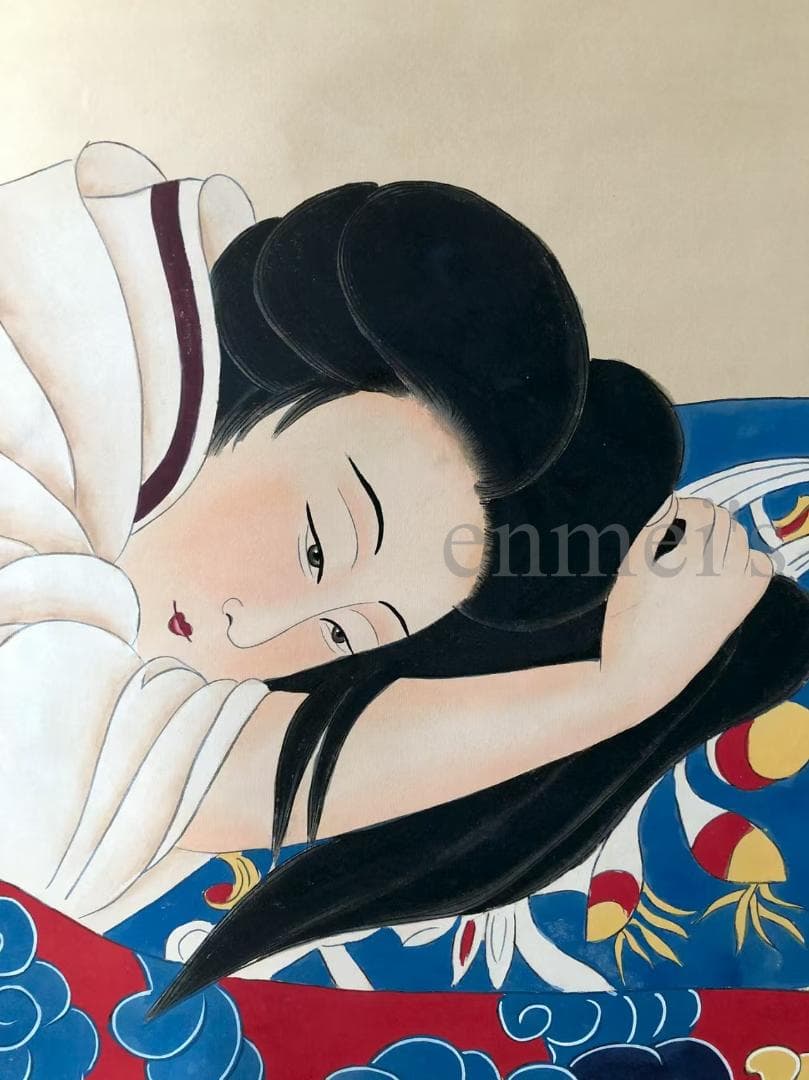 中国古美術・四尺仕女掛軸・国画・張大千印款・書道品・宣紙・肉筆・書画・文房置物