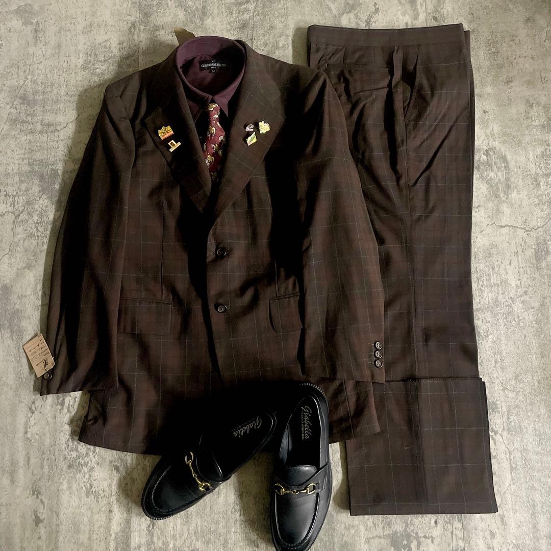 未使用 OLD GUCCI ネクタイ オッドベスト チェック柄 3ピース スーツ