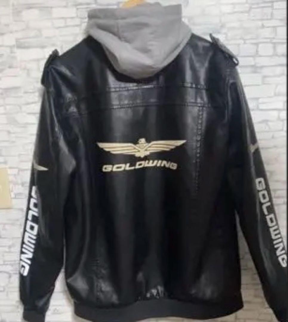 GOLDWING フード付きレザー風ジャケット 2XL