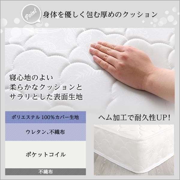 新品 送料込 ポケットコイル セミダブルマットレス セミダブルベッドに