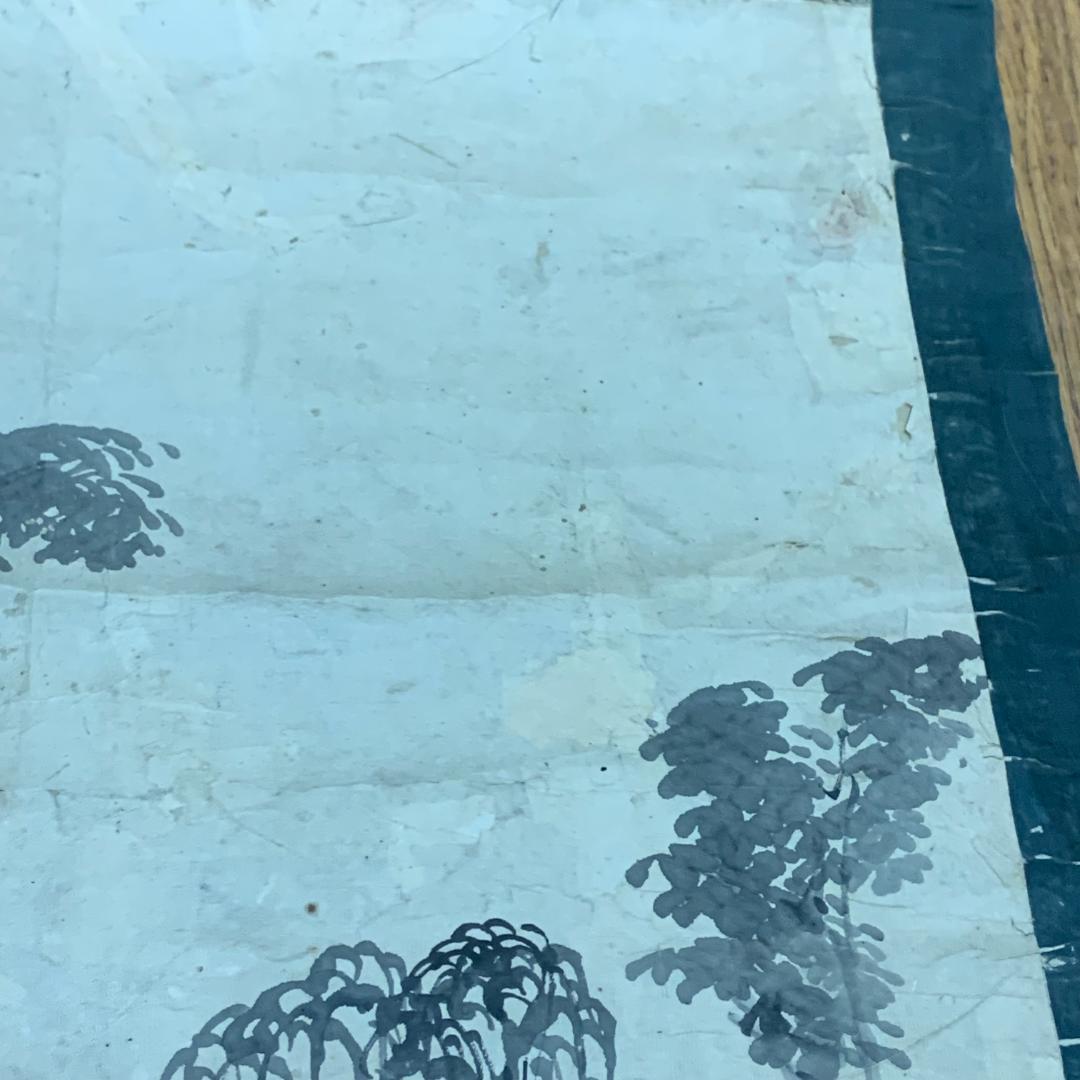 掛軸 岡田半江 風景水墨画 年中掛け 茶室 茶道具 江戸時代 江戸後期