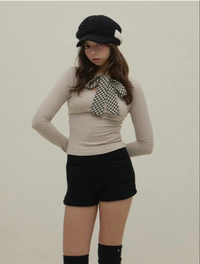 トップス andmary Ami ribbon check tops