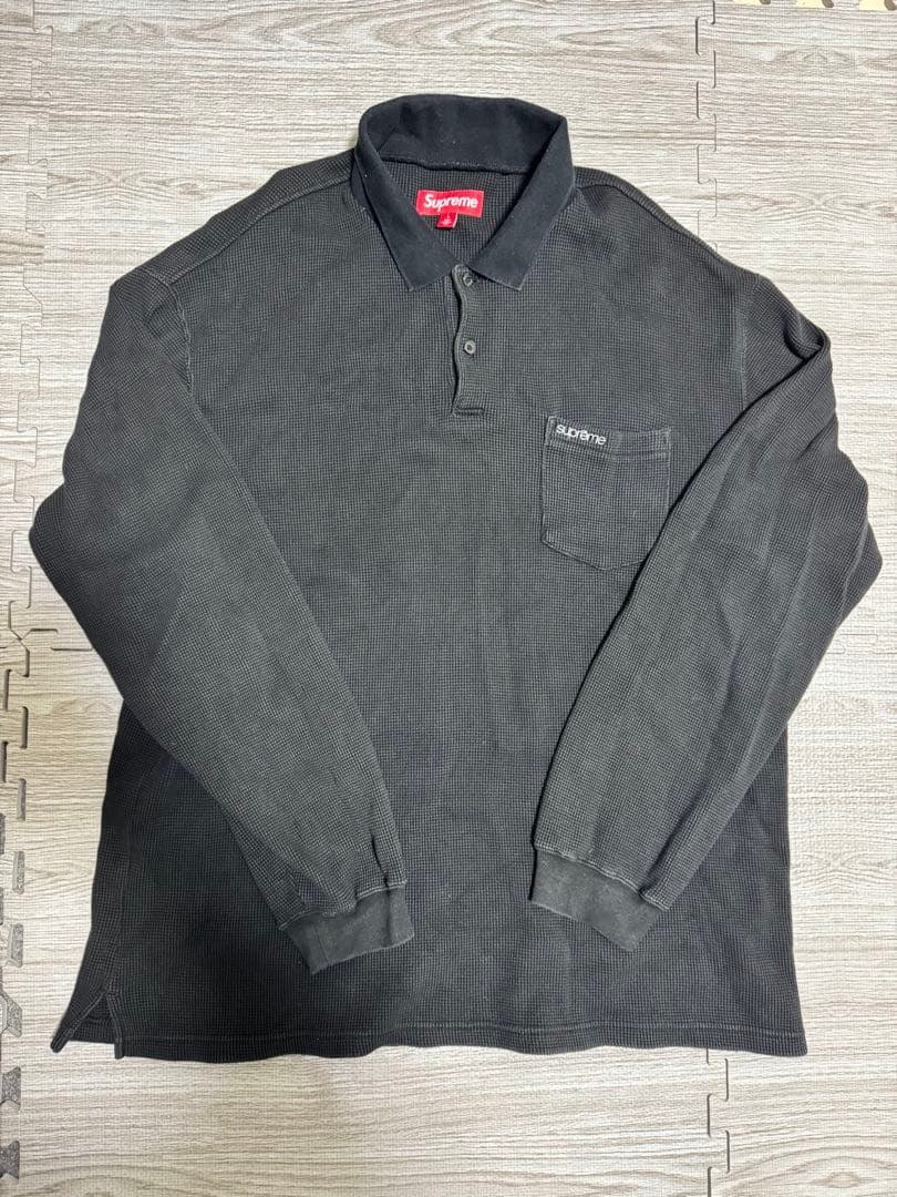 supreme サーマルポロ　Lサイズ　ブラック　23fw