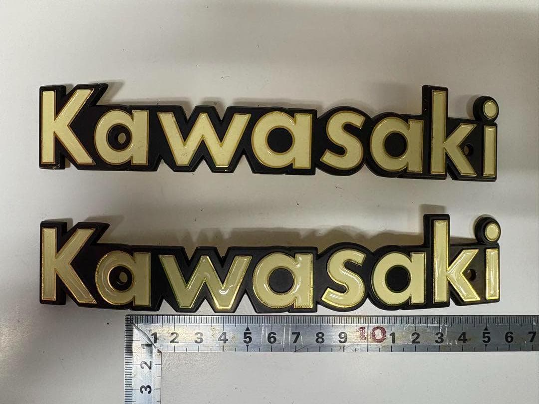 B*S様 Kawasaki　真鍮製タンクエンブレム140mm　曲げ加工済み　左右