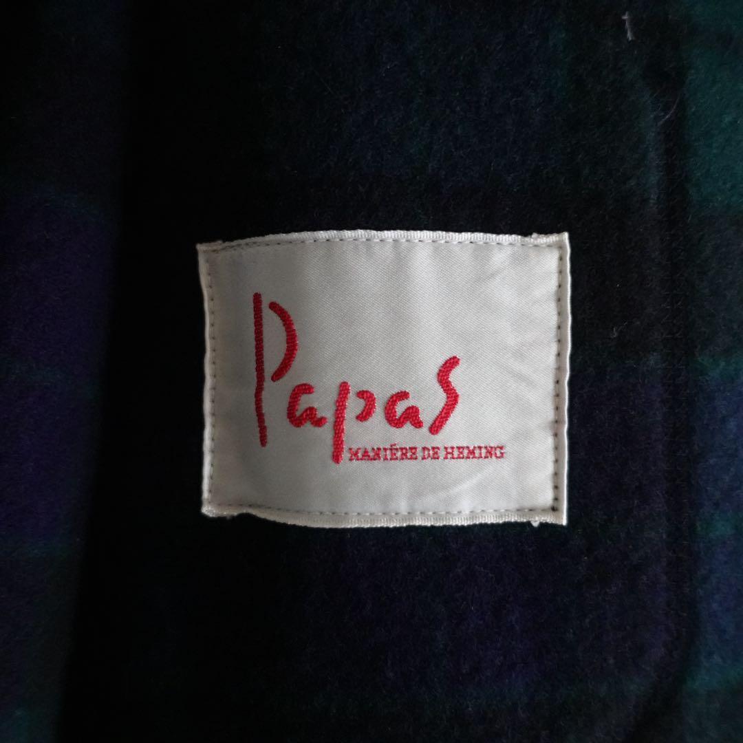【極美品】Papas ウールフランネル　マオカラージャケット　ダークネイビー