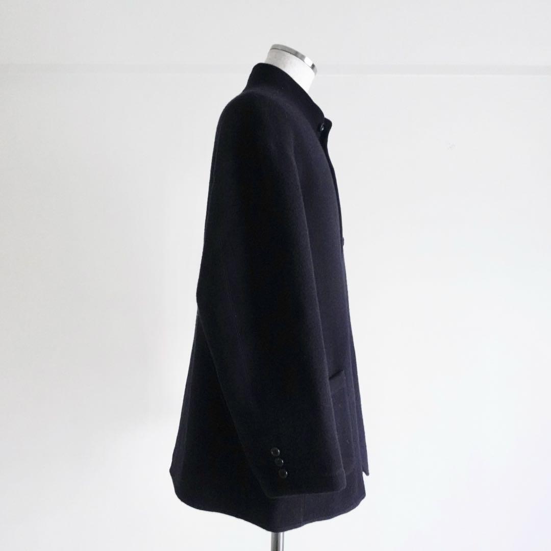 【極美品】Papas ウールフランネル　マオカラージャケット　ダークネイビー
