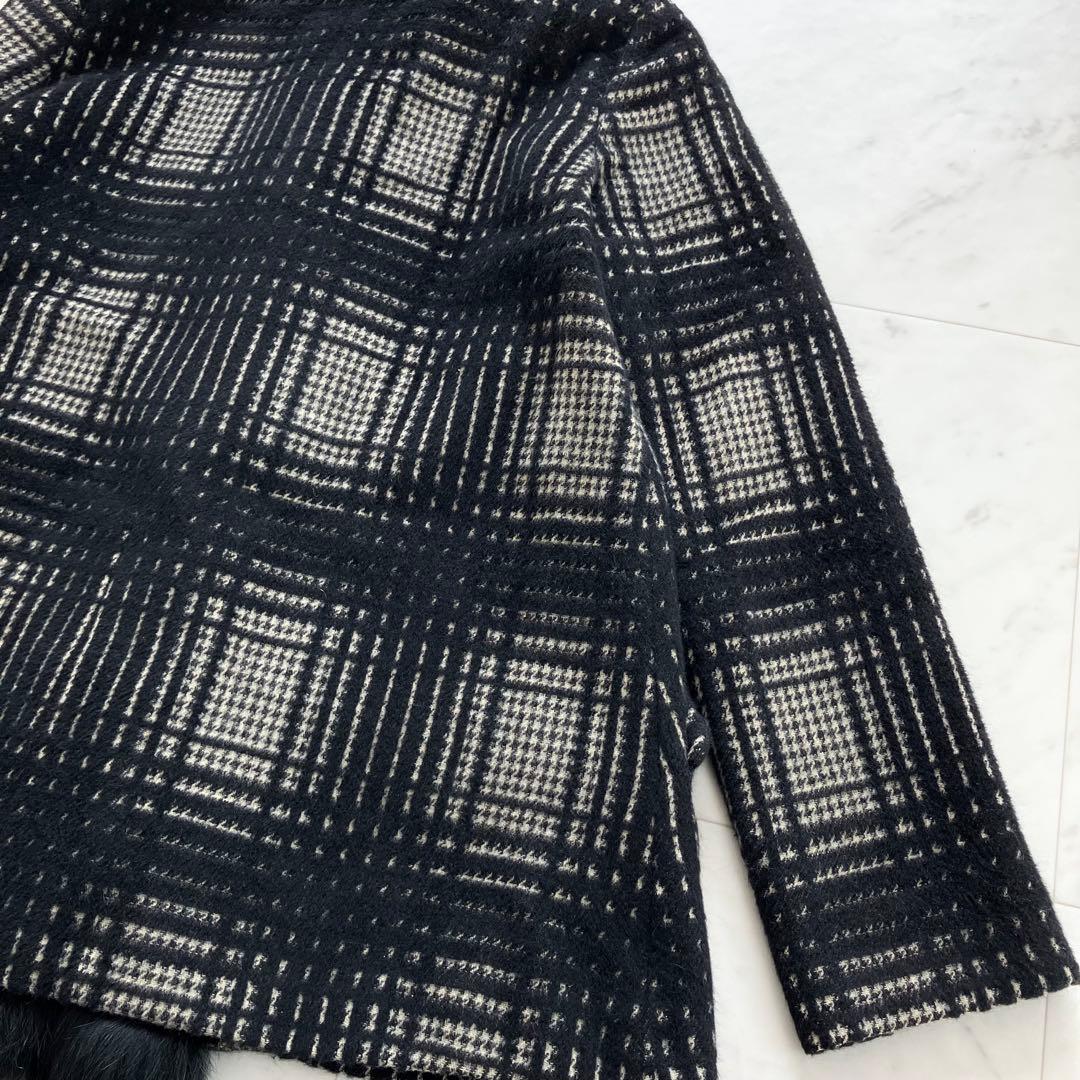 美品 シビラ ポンチョ ショートコート ウールアンゴラ ブルーフォックスファーM