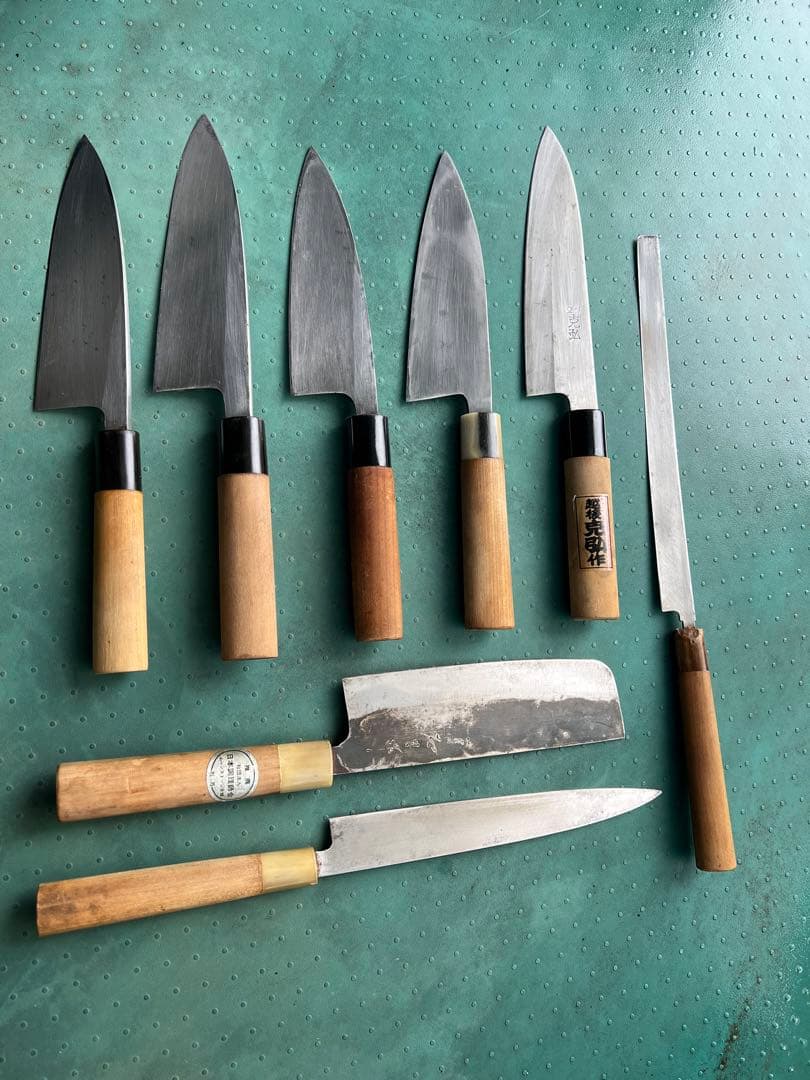 8本セットの包丁- 本焼出刃1本- 木屋-利研-石月-宏明…