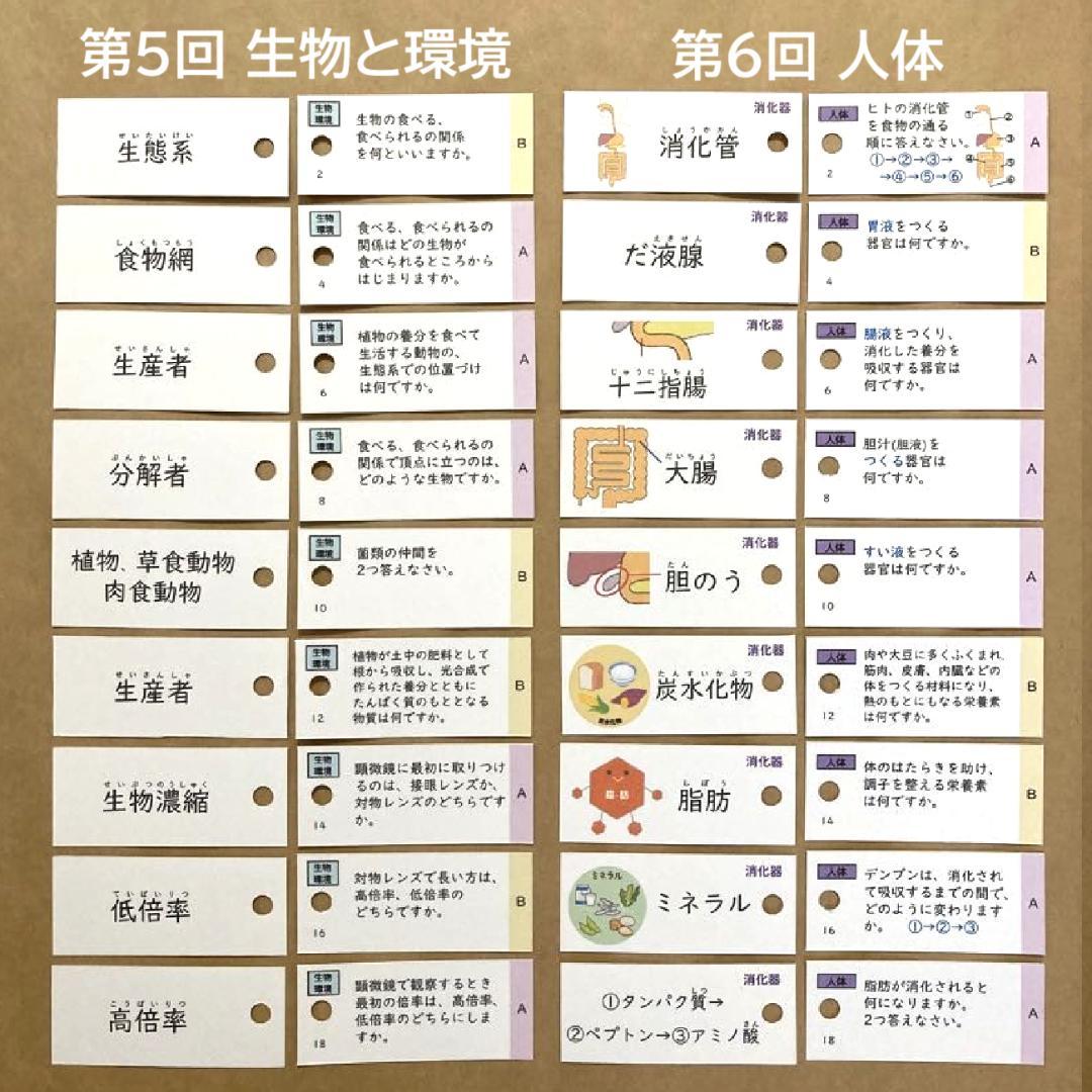 ☆大特価☆カット済 【中学受験】理科の基本事項 5・6年暗記カード フルセットb