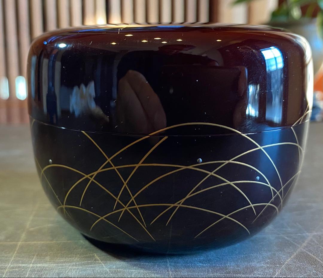 美品　輪島塗　棗　蒔絵・松虫（鈴虫）　　　　鈴谷鐵五郎作 ・茶道具　ヴィンテージ