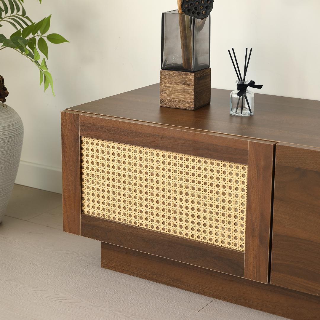 【幅180cm】テレビ台 ローボード テレビボード ラタン 北欧 BROWN