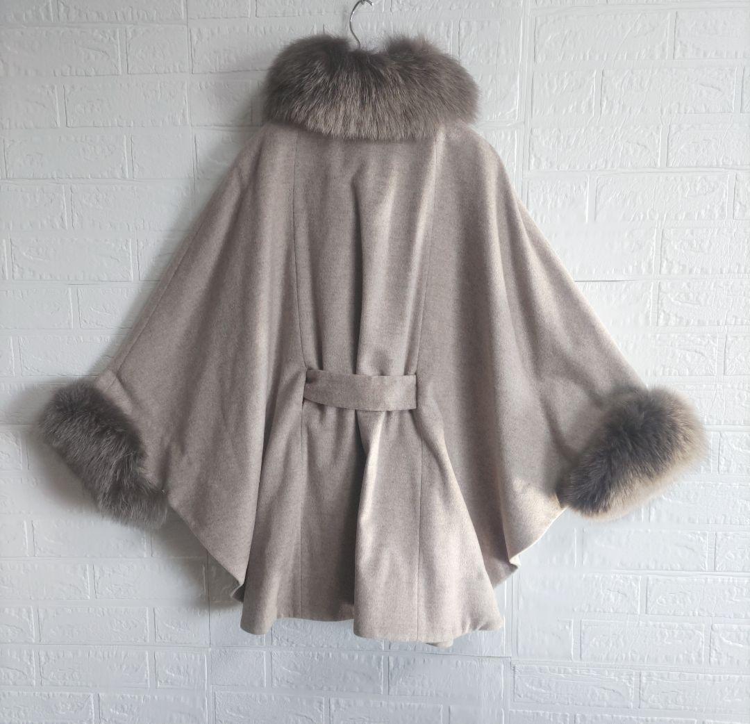 専用✨sagafurs サガ 　ファー　fox　ポンチョ ケープ コートカシミヤ