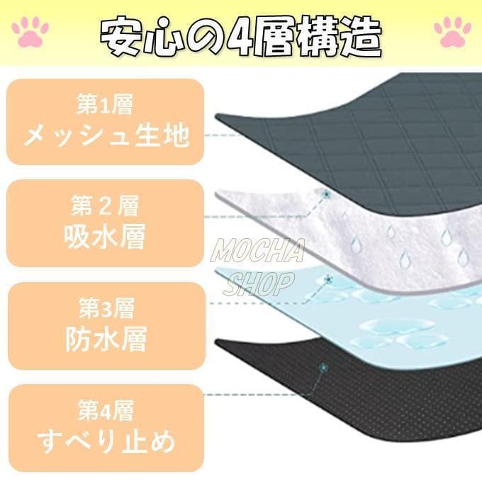 XLグレー5枚 洗える ペットマット ペットシーツ トイレシート 防水 犬 猫