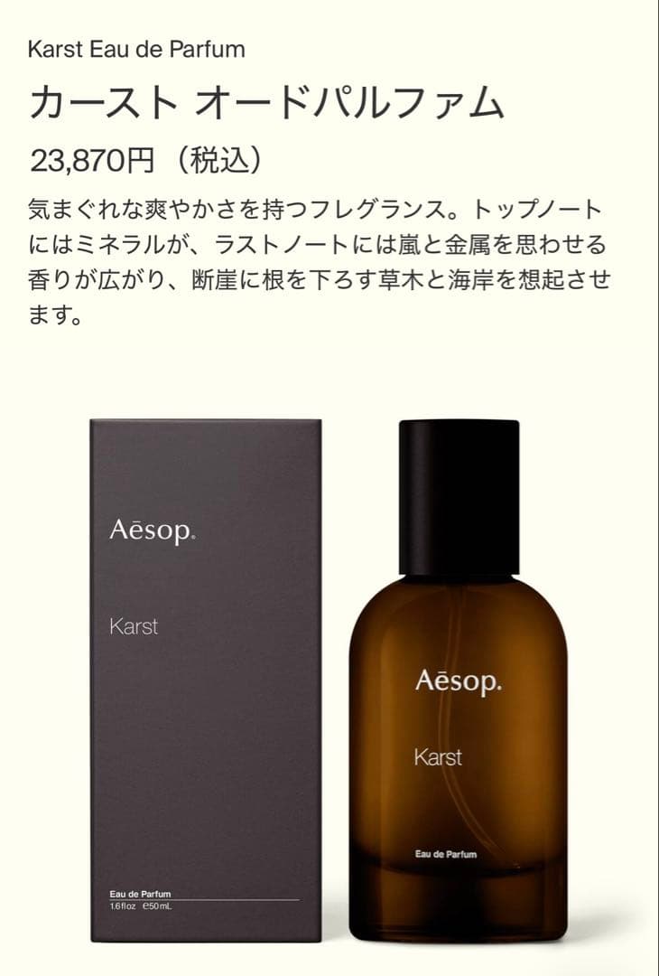 【正規品】Aesop Karst 香水 50ml 定価¥23,870