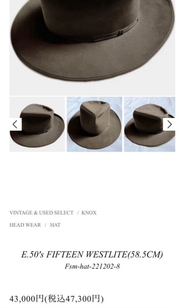 50's KNOX WESTLITE ビーバーフェルトハット ステットソン