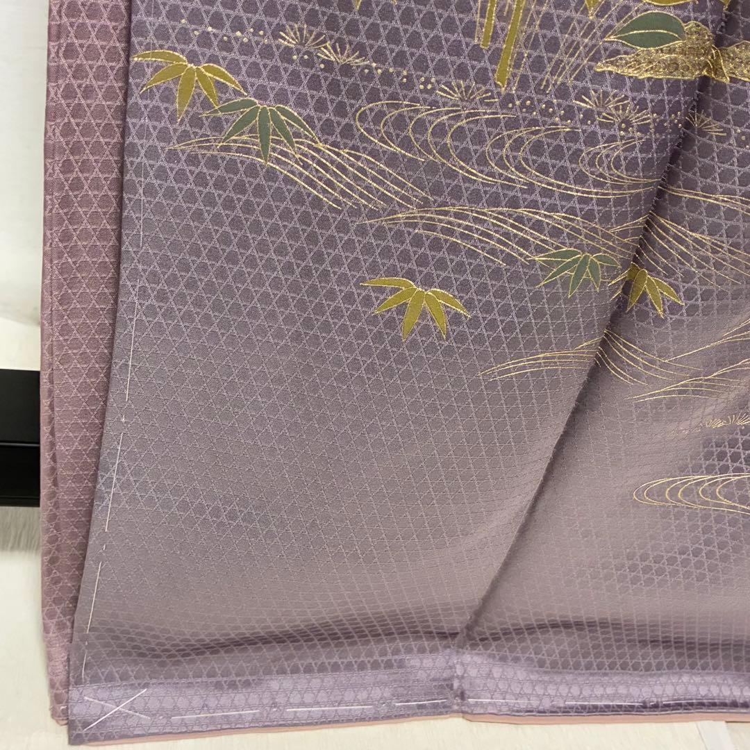 D180 訪問着　金彩　花模様　正絹　着物　袷　しつけ糸付き未使用極美品