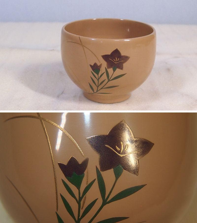 【未使用】輪島塗 塩安製 白漆 絵変わり蒔絵 湯吞 5客 湯吞茶碗 茶器/漆器
