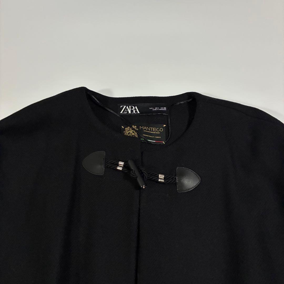 【美品】ZARA MANTECO ケープコート ポンチョ 完売品 希少 L 黒