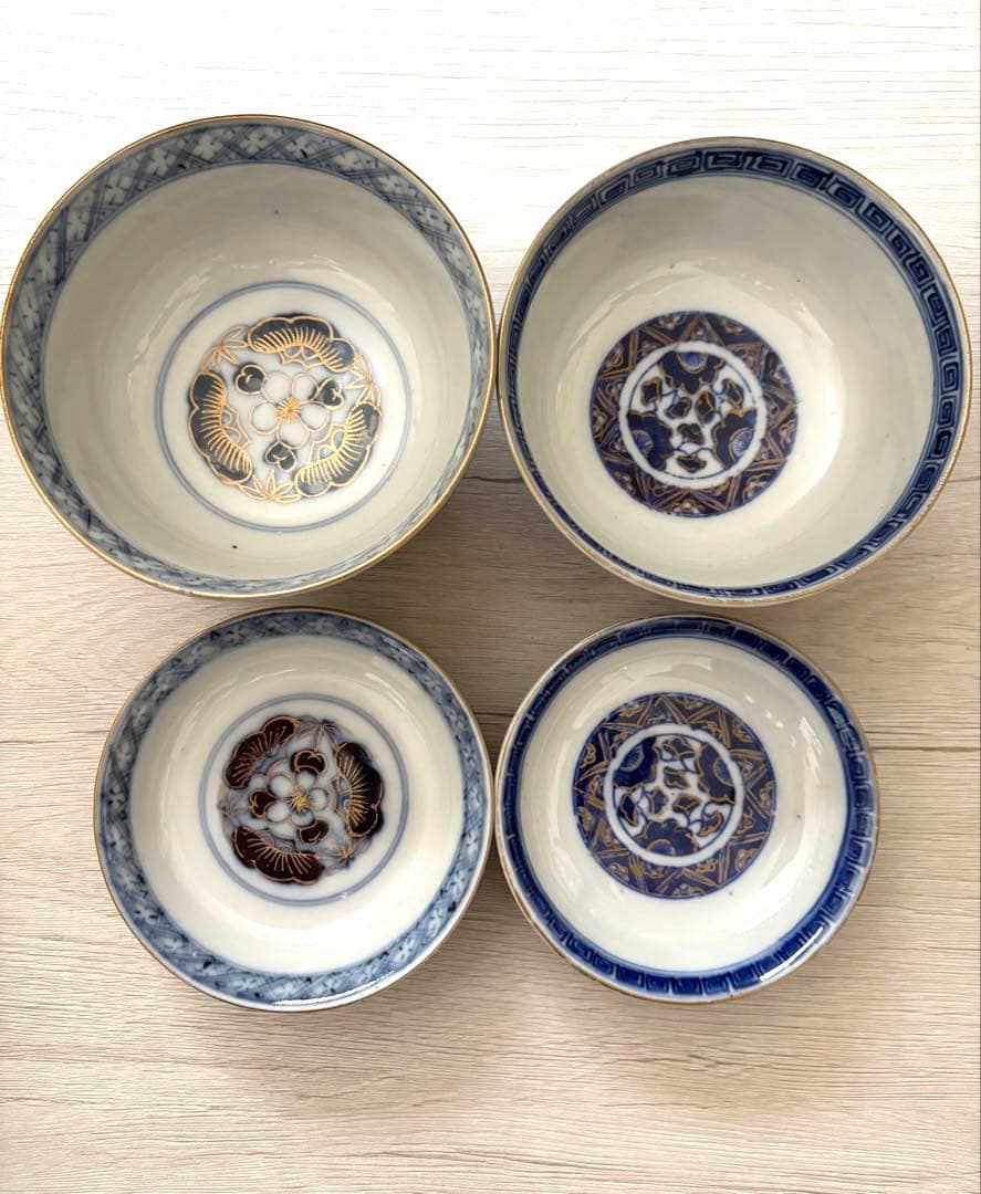 古伊万里　蓋付き茶椀　2客セット　幕末〜明治頃　骨董