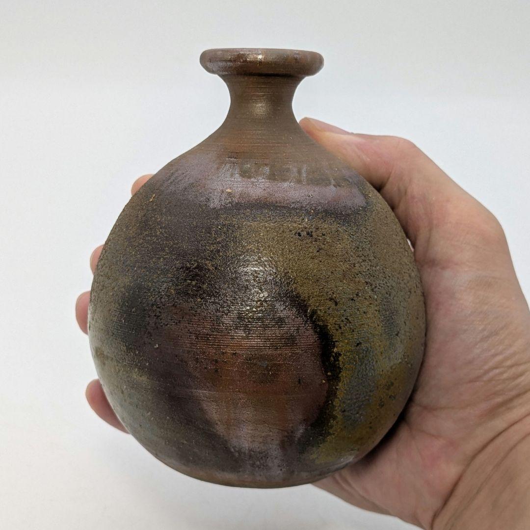 行吉学 備前焼 ゴマ窯変徳利 共箱共布栞 とっくり 酒器 食器 一輪挿し花入