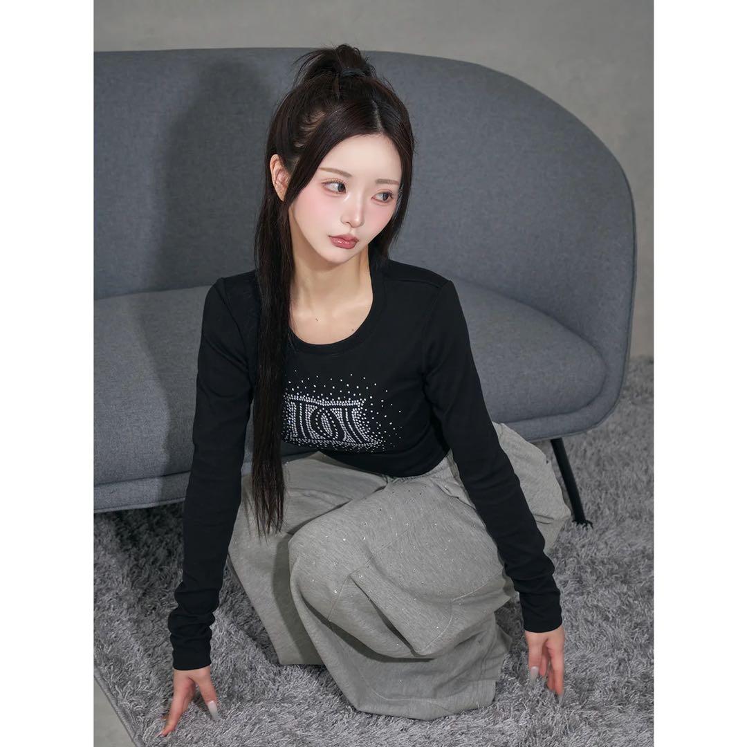 ダーリッチ 新品タグ付 シャイニーDDロゴコンパクトロングTシャツ ブラック