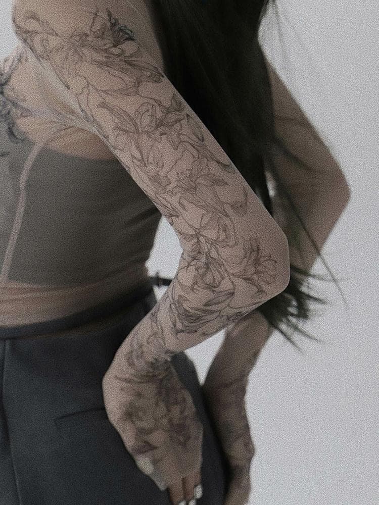 新品 MELT THE LADY Lily tattoo tops black