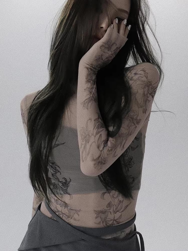 新品 MELT THE LADY Lily tattoo tops black
