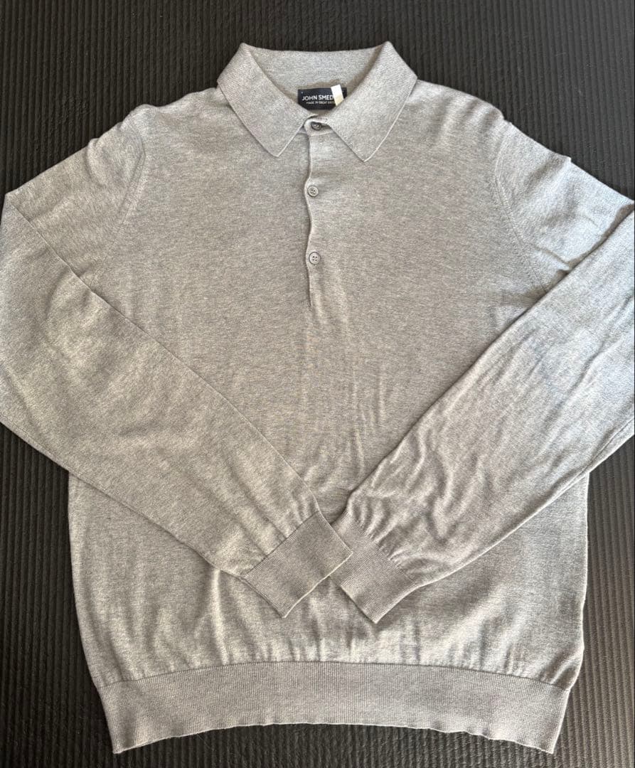 JOHN SMEDLEY グレー 長袖 シーアイランドコットンニットポロ